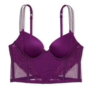 Victoria's Secret Deep Purple Lace dream Angels  corset Bra.